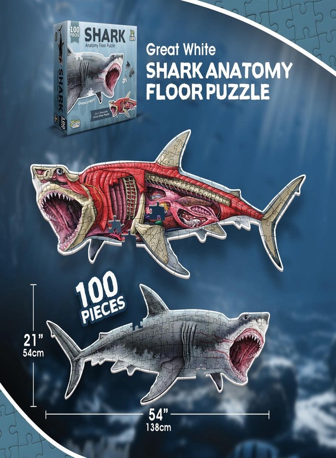 Genius Games Shark Animal Anatomy Floor Puzzle | 100-Piece Double Sided Jigsaw Puzzle | Large Floor Puzzles for Kids Ages 4-8, 3-5, 8-10 | Fun and Educational Toy for Kids, Toddlers and Families - Image 5
